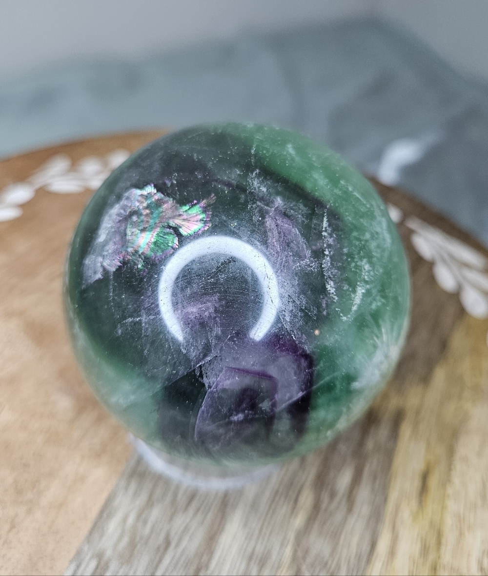 🔮 Green/Purple Fluorite Natural Crystal Sphere Stone Rock Mineral Large